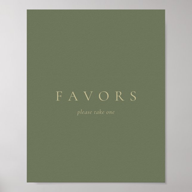 Custom Text Favors Simple Gold Sage Green Poster (Vorne)