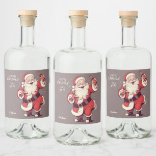 Custom Text Funny Betrunken Santa Alkoholflaschenetikett