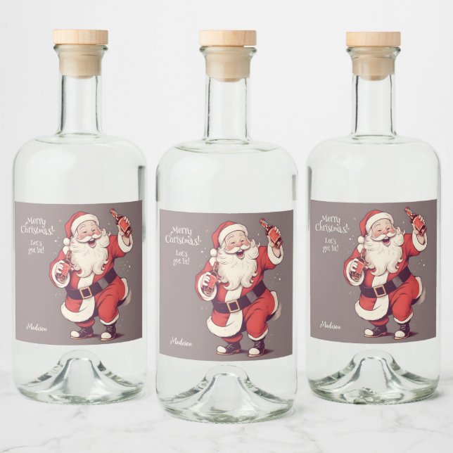 Custom Text Funny Betrunken Santa Alkoholflaschenetikett (Flaschen)