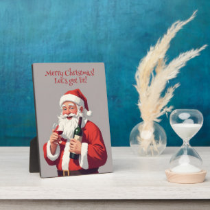 Custom Text Funny Betrunken Santa Fotoplatte