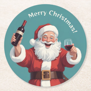 Custom Text Funny Betrunken Santa Runder Pappuntersetzer