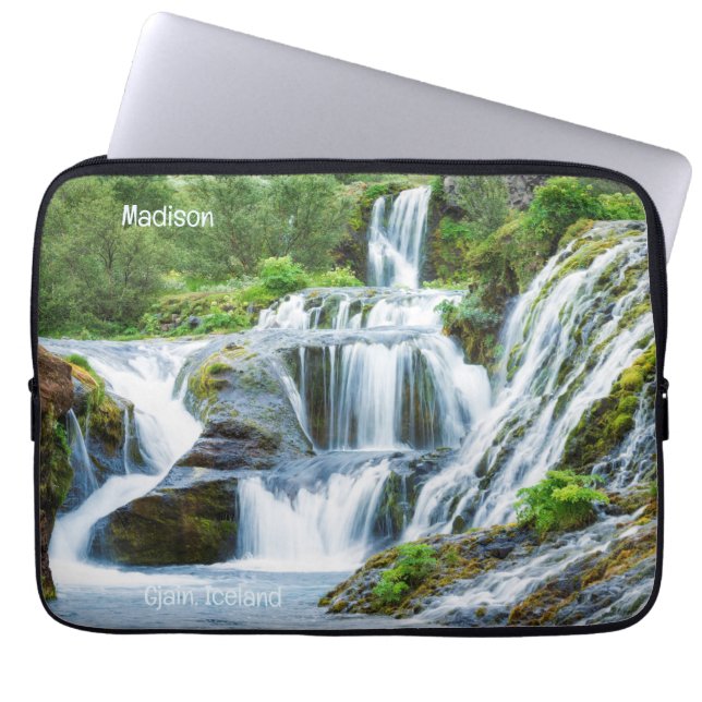 Custom Text Gjain Waterfall, Island Laptopschutzhülle (Vorderseite)