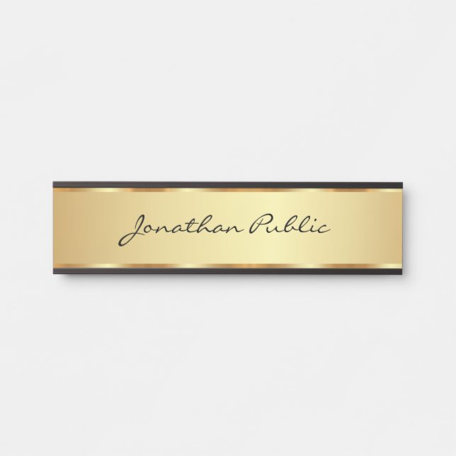 Custom Text Glamour Gold Typografie Script House Türschild (Vorderseite )