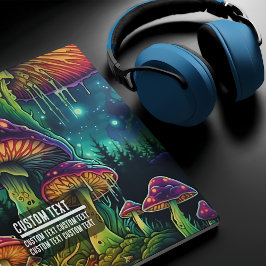 Custom Text Glowing Psychedelic Mushroom Enchanted Mousepad
