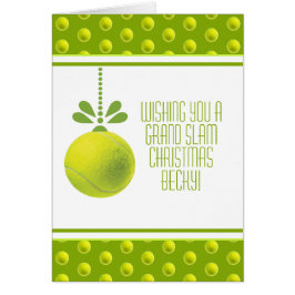 Custom text green Tennis bauble Christmas