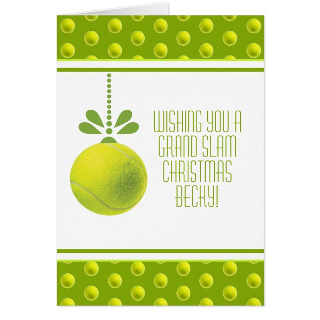 Custom text green Tennis bauble Christmas (Vorne)
