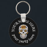 Custom Text Halloween Sugar Skull La Santa Muerte Schlüsselanhänger<br><div class="desc">Custom Text Halloween Sugar Skull La Santa Muerte Schlüsselanhänger</div>
