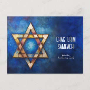 Custom text Happy Hanukkah ✡️, Star von David Postkarte