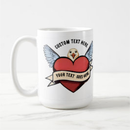 Custom Text | Heart Funny Seagull Tattoo Kaffeetasse