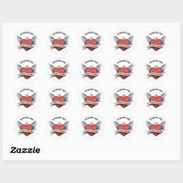 Custom Text | Heart Funny Seagull tattoo Runder Aufkleber
