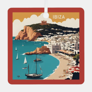 Custom Text Ibiza, Spanien Reiseplakat Ornament Aus Metall