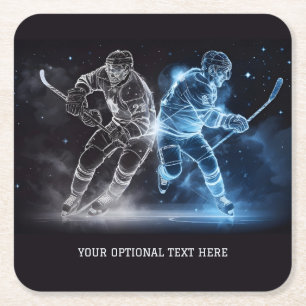 Custom Text Ice Hockey Rechteckiger Pappuntersetzer