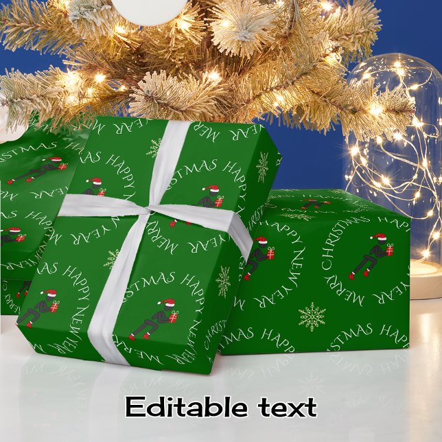 Custom Text Läufer mit Geschenk Weihnachten grün Geschenkpapier (Von Creator hochgeladen)