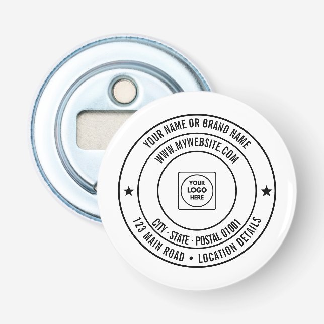 Custom Text Logo Name Address Website Design Flaschenöffner (Vorderseite)