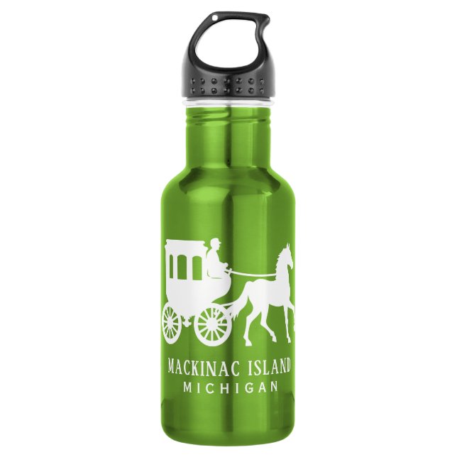 Custom Text Mackinac Island Edelstahlflasche (Vorderseite)
