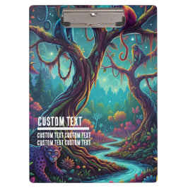 Custom Text Magical Jungle Monkeys & Leopard Klemmbrett