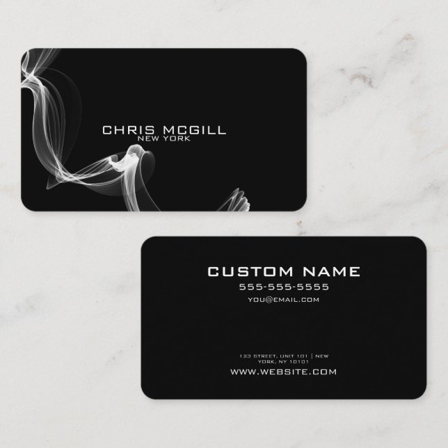 CUSTOM TEXT - Minimalistisches Schwarzes Glühen Visitenkarte (Vorne/Hinten)