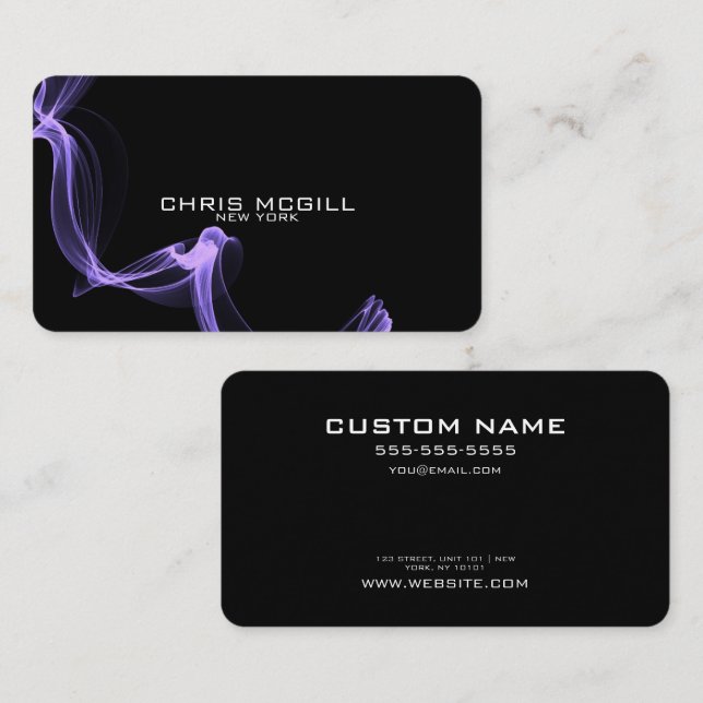 CUSTOM TEXT - Minimalistisches Schwarzes Glühen Visitenkarte (Vorne/Hinten)
