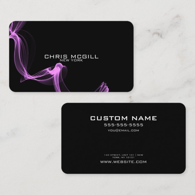 CUSTOM TEXT - Minimalistisches Schwarzes Glühen Visitenkarte (Vorne/Hinten)