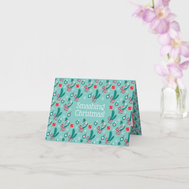 Custom text Minty green Tennis Weihnachten Karte (Orchidee)
