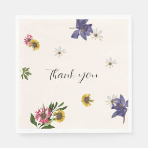 Custom Text Modern Lilac Floral Danke Napkins Serviette