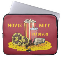 Custom text Movie Buff laptop sleeves
