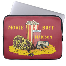 Custom text Movie Buff laptop sleeves