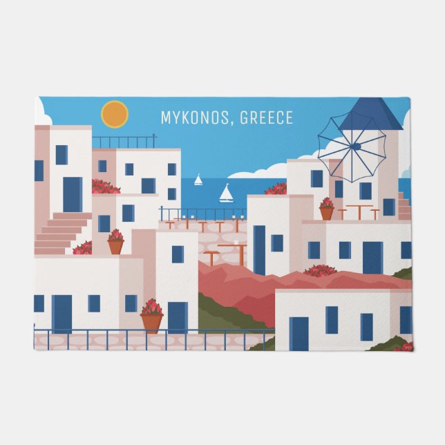 Custom Text Mykonos Griechenland Fußmatte (Vorderseite)