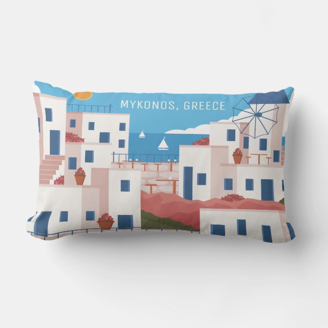 Custom Text Mykonos Griechenland Kissen Für Draußen (Vorderseite)