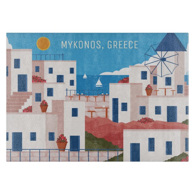 Custom Text Mykonos Griechenland Schneidebrett (Vorderseite)
