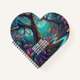 Custom Text Mystical Forest Wildlife Jaguar Monkey Notizbuch