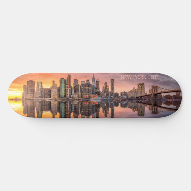 Custom Text New York City Skyline Skateboard (Horizontal)