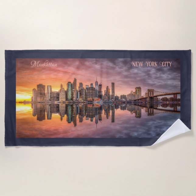 Custom Text New York City Skyline Strandtuch (Vorderseite)