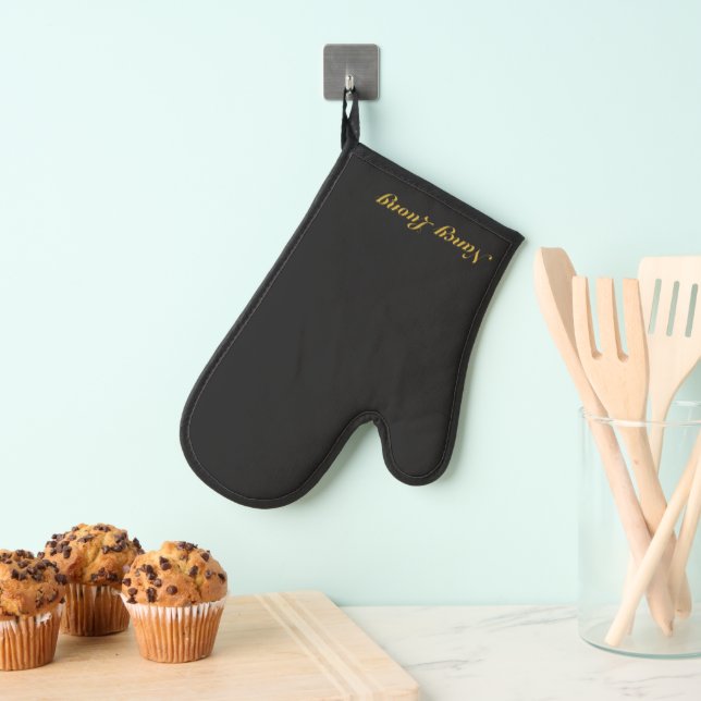 Custom Text Oven Mitt for Kitchen or Grill M Black Ofenhandschuh (Insitu (Hängend))