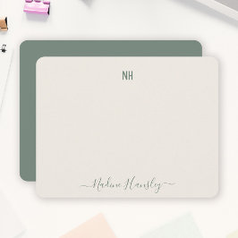 CUSTOM TEXT Persönliches Monogramm Modernes Skript Mitteilungskarte
