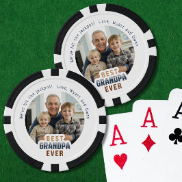 Custom Text Photo Best Grandpa Ever Pokerchips