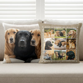 Custom Text Photo Collage Pet Dog Love Brown Kissen