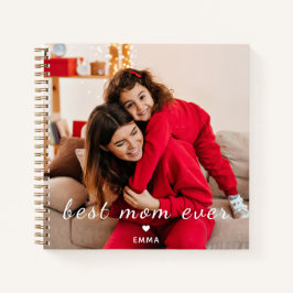 Custom Text & Photo l Best Mom Ever Script Heart  Notizbuch