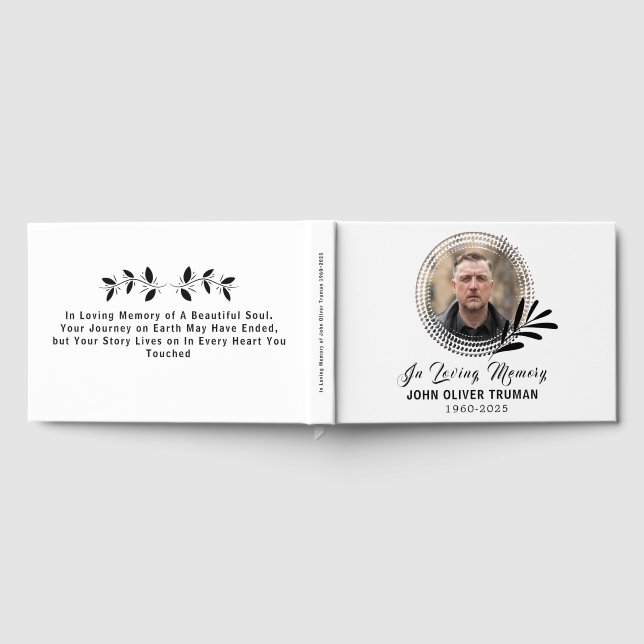 Custom Text Photo Memorial Funeral  Gästebuch (Voll)