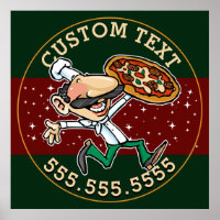 CUSTOM TEXT Pizza Lieferung Pizzeria Zeichen