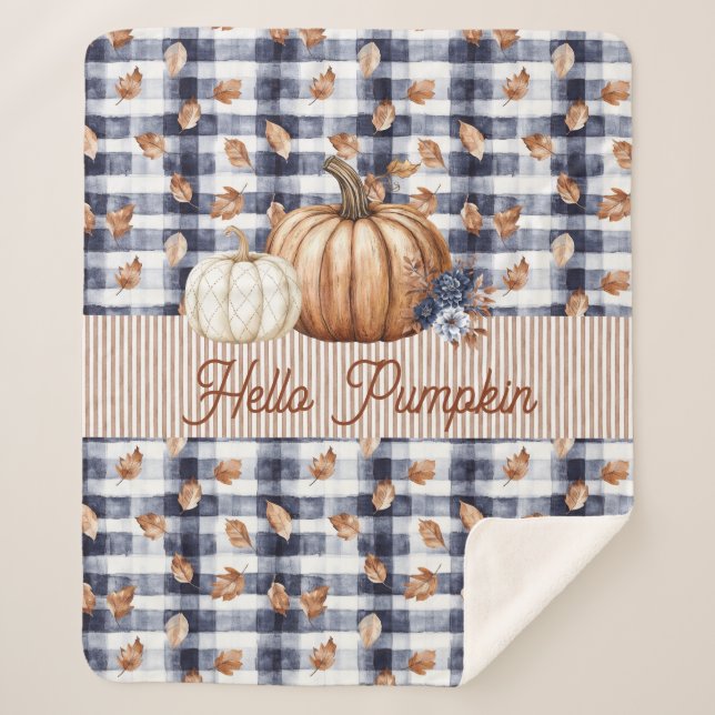 Custom Text Pumpkin Autumn Fall Farmhouse Sherpadecke (Vorderseite)