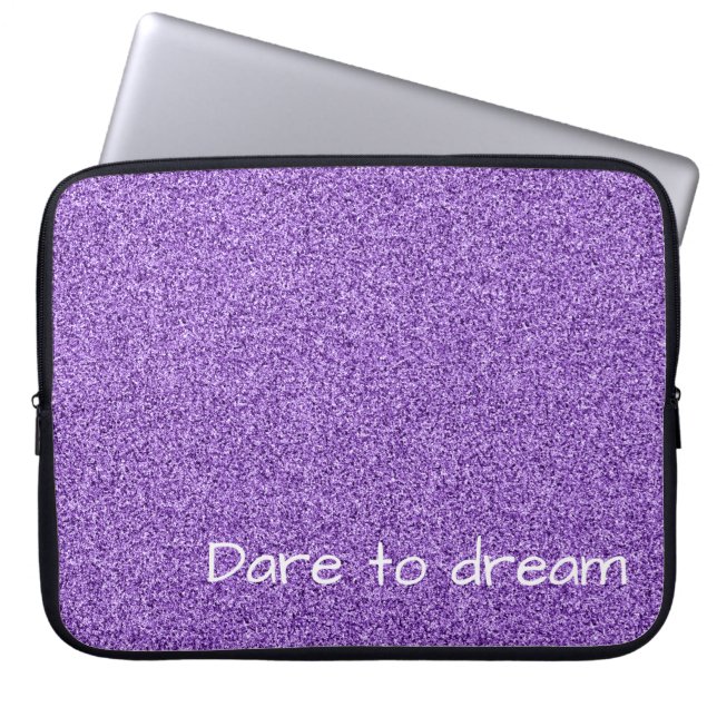 Custom text purple faux glitter laptopschutzhülle (Vorderseite)