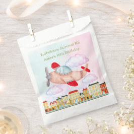 Custom Text Red Vintage Watercolor Airplane  Geschenktütchen