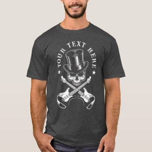 Custom Text Rock & Roll Skull mit Crossgitarren T-Shirt