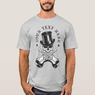Custom Text Rock & Roll Skull mit Crossgitarren T-Shirt