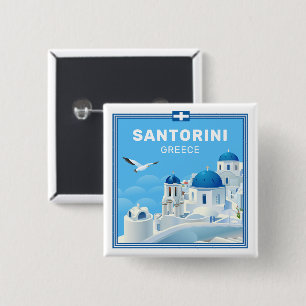 Custom Text Santorini Griechenland Button