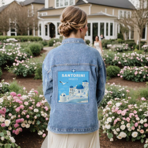 Custom Text Santorini Griechenland Jeansjacke