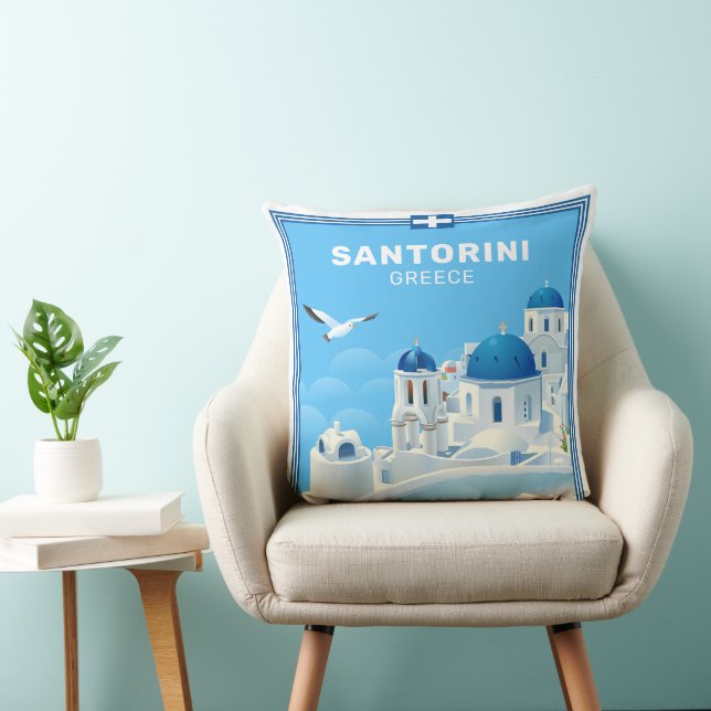 Custom Text Santorini Griechenland Kissen (Stuhl )