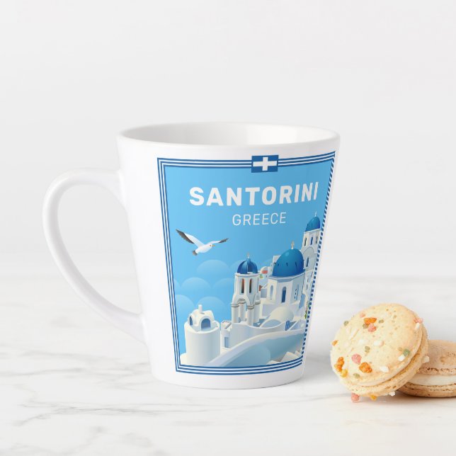 Custom Text Santorini Griechenland Milchtasse (Beispiel)