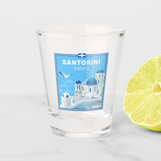 Custom Text Santorini Griechenland Schnapsglas (Vorderseite)